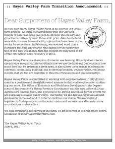 Hayes Valley Farm Transition Announcement